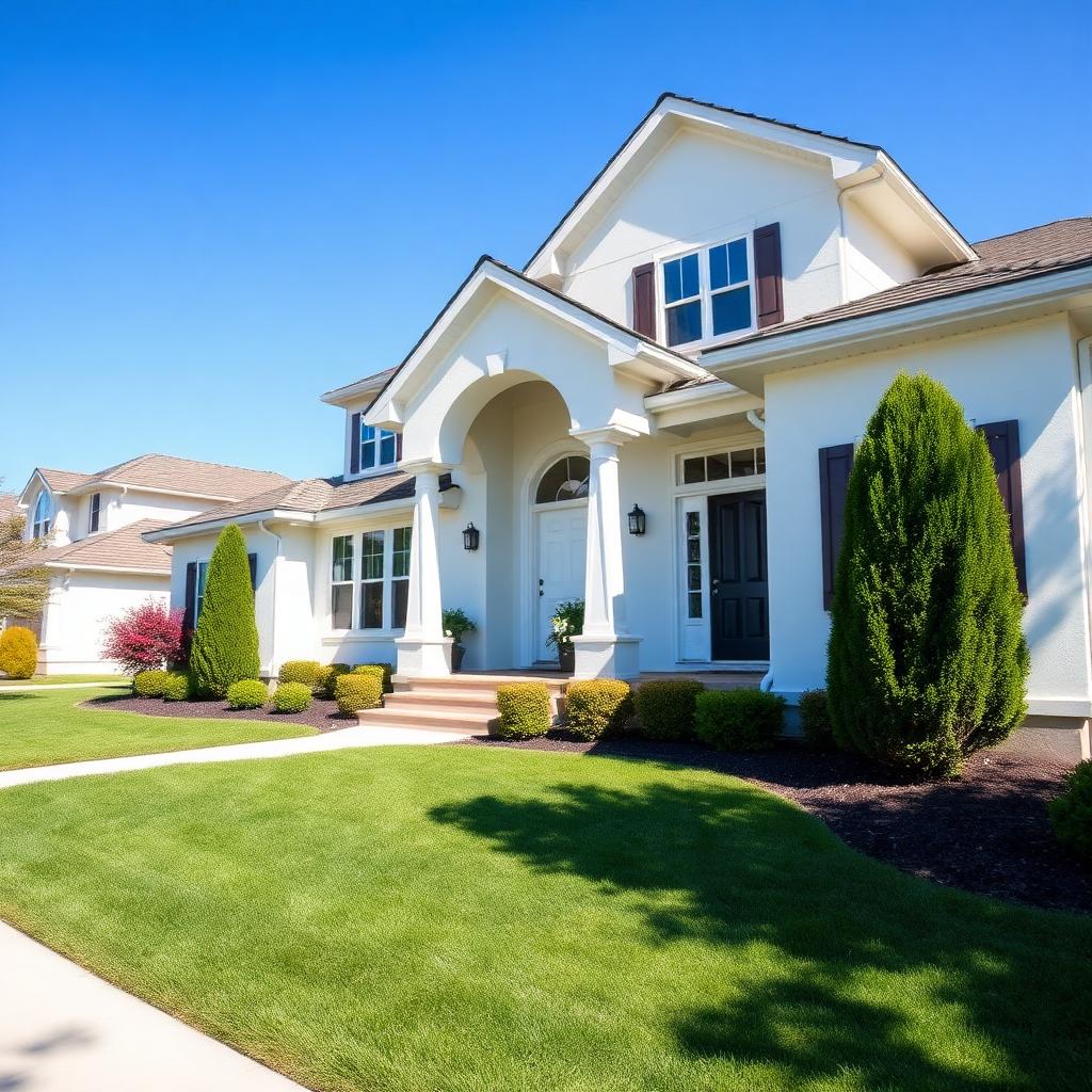 Bright suburban home exterior on a sunny day